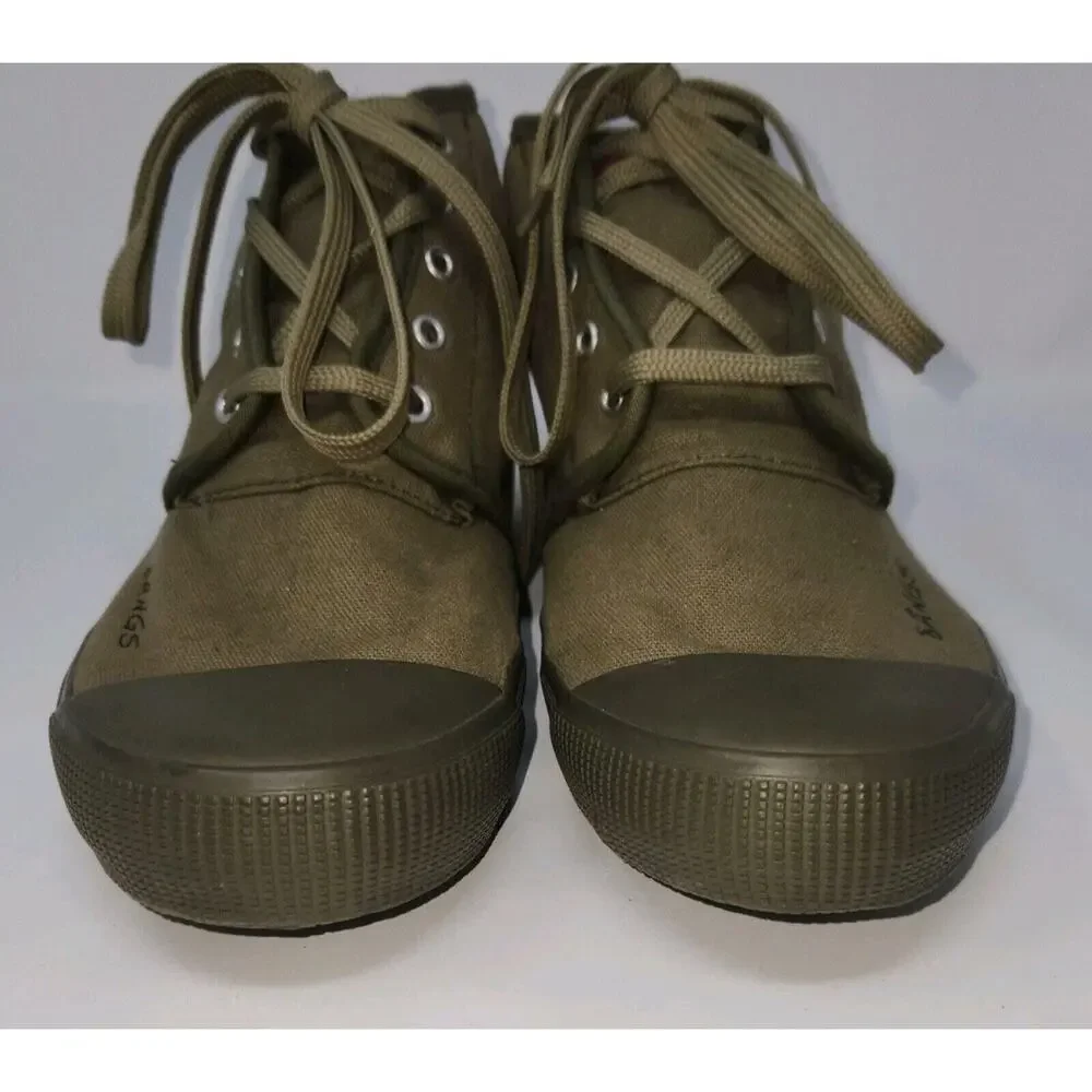 Bangs High-top Canvas Sneakers Khaki Shoes 